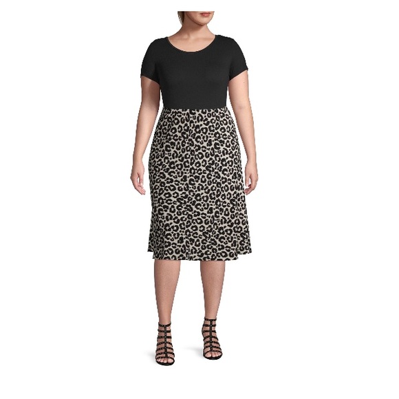 Terra & Sky Women's Plus Size Leopard Slip Skirt - Picture 4 of 5